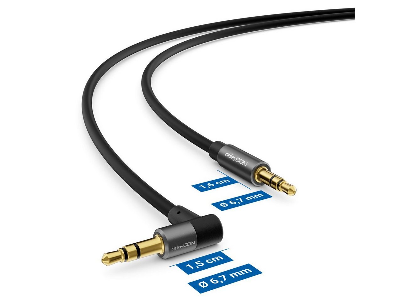 deleyCON deleyCON 5m Klinke Audio Stereo AUX Kabel 3,5mm Klinkenkabel Audio-Kabel