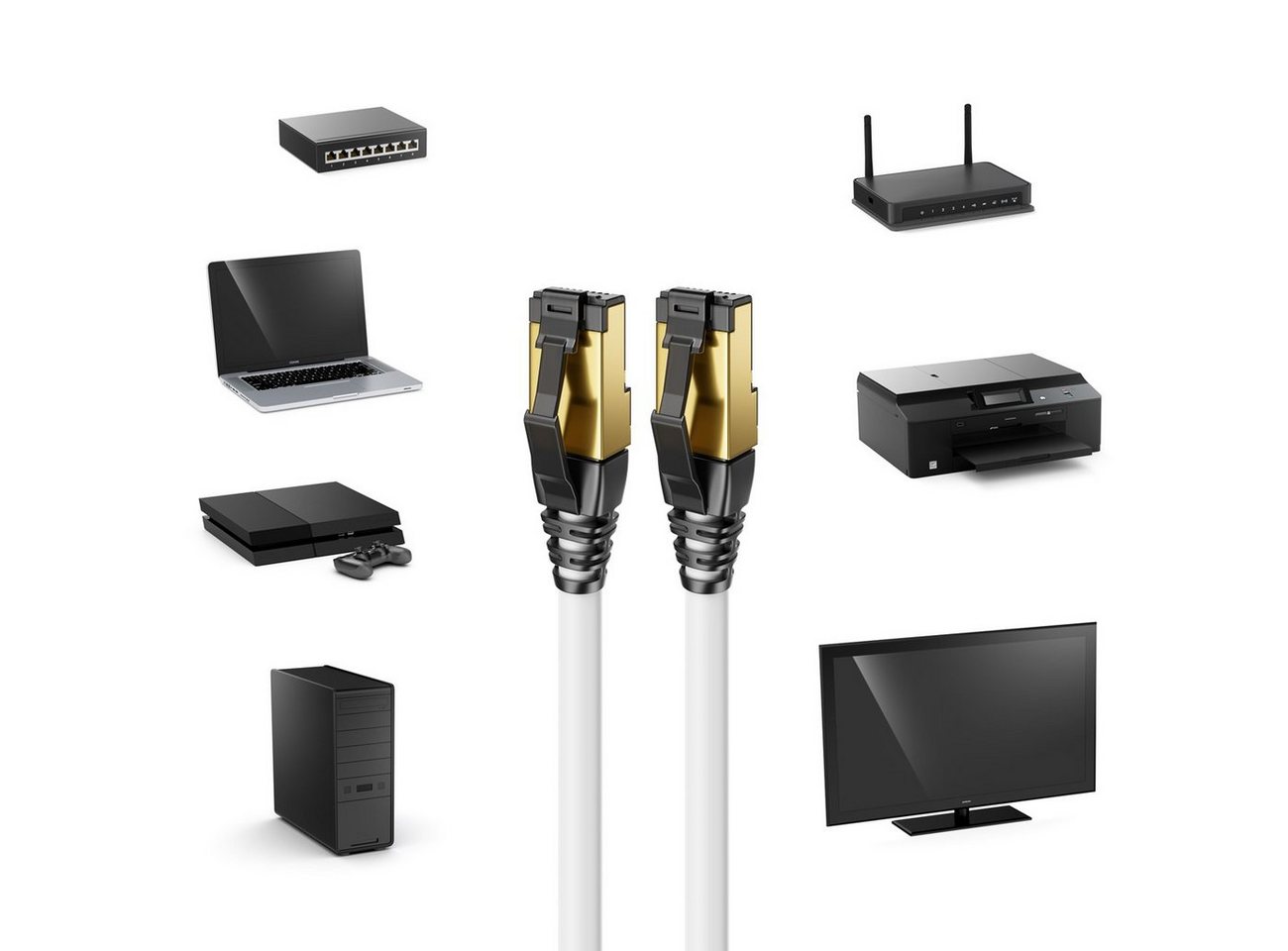 deleyCON deleyCON 3,0m CAT8.1 Patchkabel Netzwerkkabel RJ45 LAN DSL Kabel LAN-Kabel Bild 3
