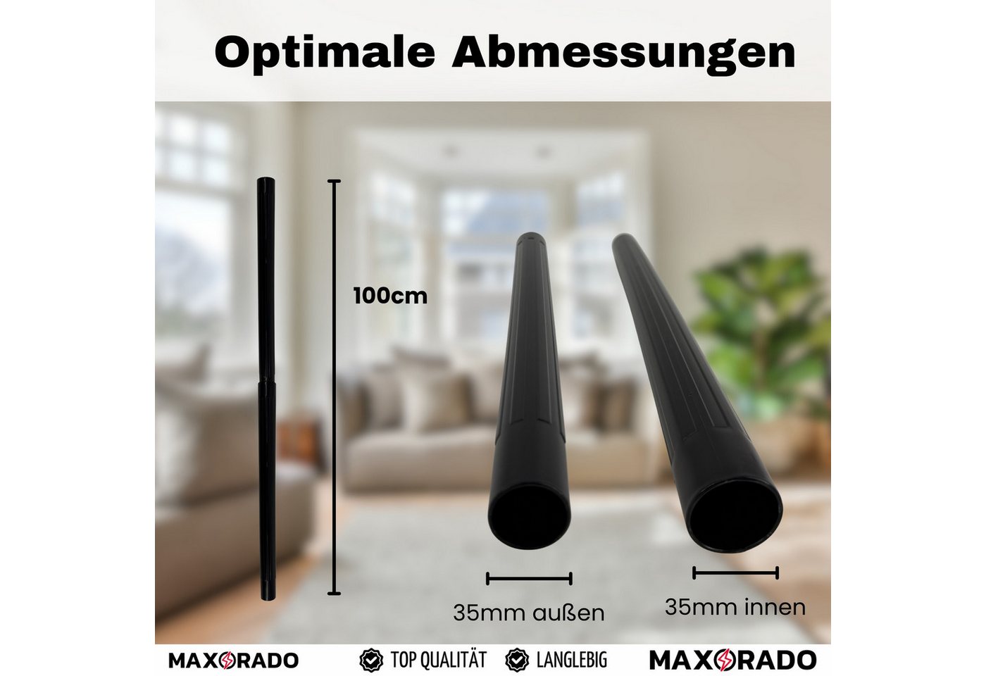 Maxorado Staubsaugerrohr Staubsaugerrohr Nassauger 35mm für Einhell TC TE TP Verlängerungsrohr, Zubehör für Industriestaubsauger, 2x 50cm Rohr NW 35 Saugrohr Verlängerung Bild 2