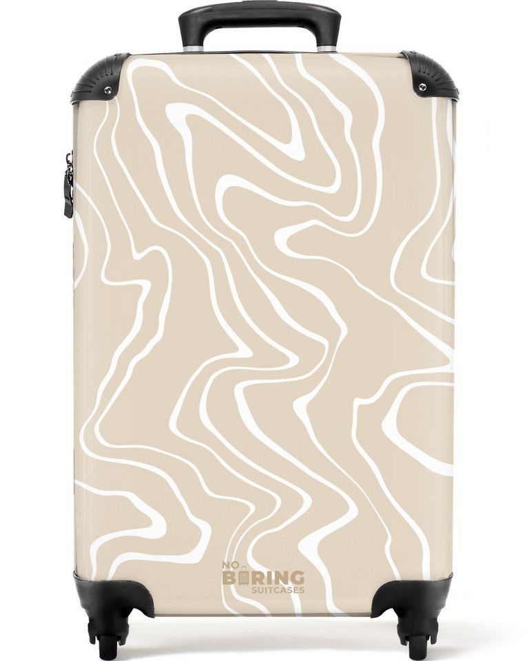 NoBoringSuitcases.com© Hartschalen-Trolley Beigefarbener Hintergrund mit abstrakten weißen Linien 55x35x20cm, Reisetasche mit Rollen, Koffer Handgepäck Flugzeug Bild 3
