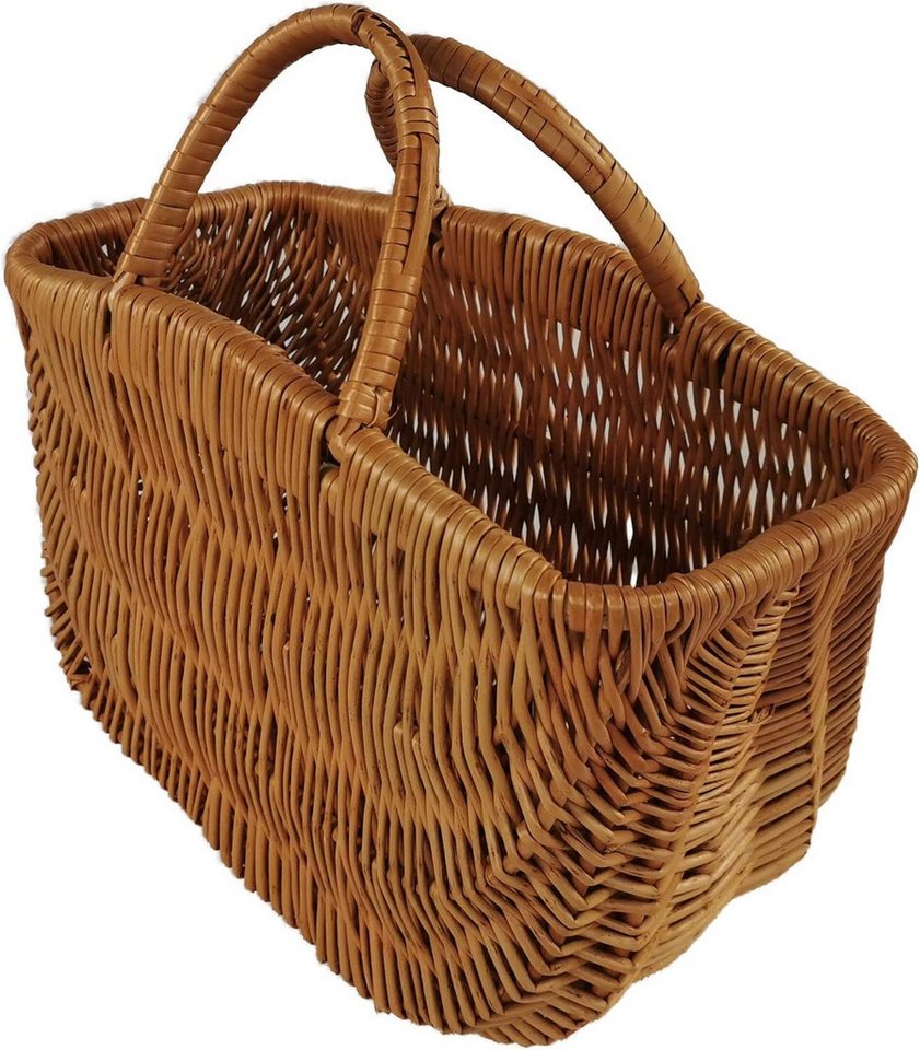 natuleo by pokuc Flaschenkorb Einkaufskorb aus Weide Braun natur 42x20x42 cm