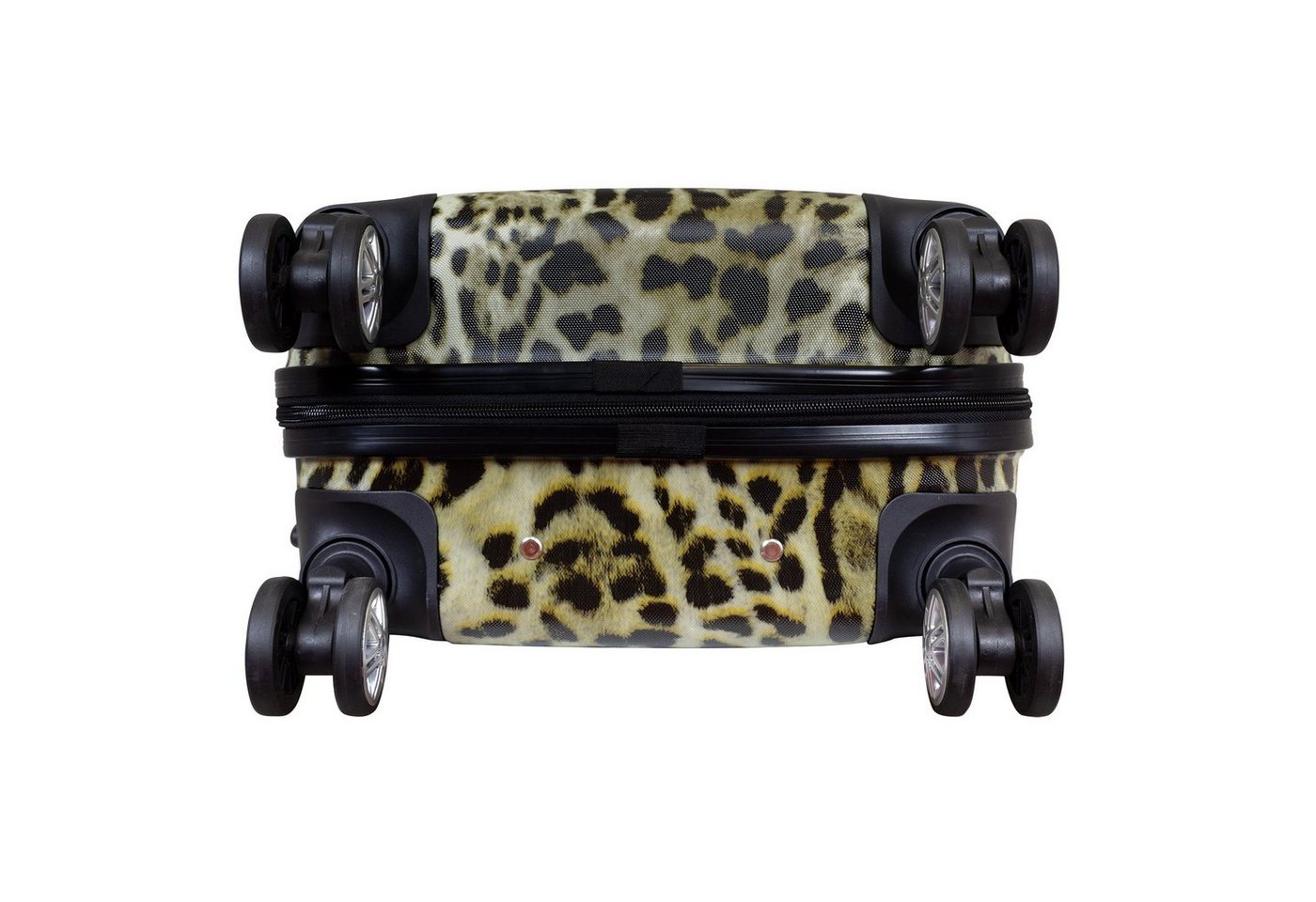 Trendyshop365 Hartschalen-Trolley Reisekoffer im Leoparden-Look, 3 Größen, 4 Rollen, Tierfell-Optik, Zahlenschloss
