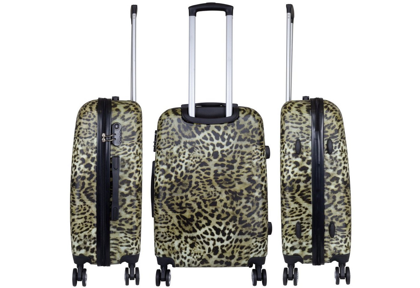 Trendyshop365 Hartschalen-Trolley Reisekoffer im Leoparden-Look, 3 Größen, 4 Rollen, Tierfell-Optik, Zahlenschloss Bild 4
