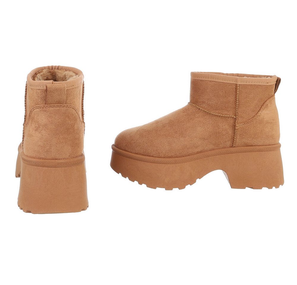 Ital-Design Plattform Ankle Boots für Damen – Stilvoll & Bequem Snowboots (90503041) Blockabsatz Stiefeletten in Camel