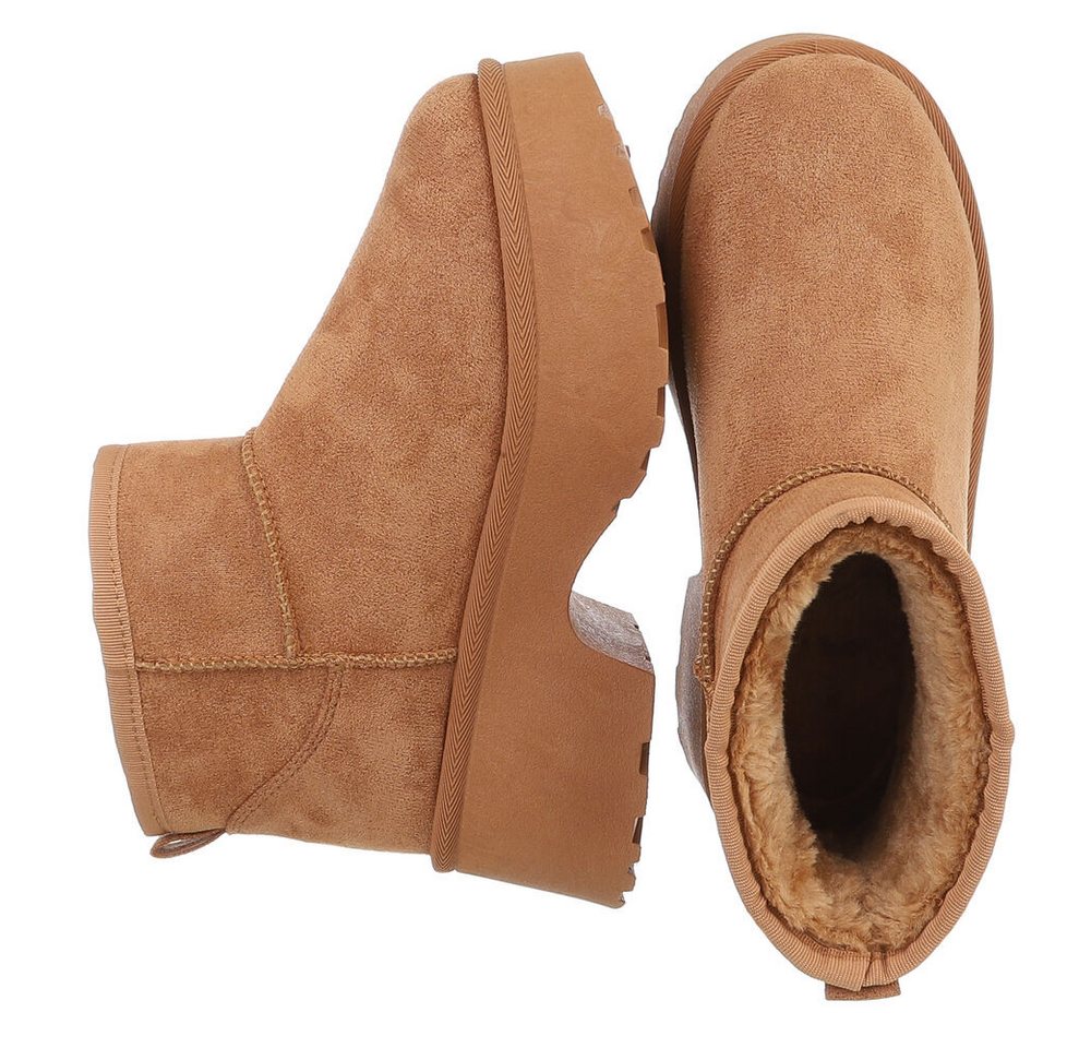 Ital-Design Plattform Ankle Boots für Damen – Stilvoll & Bequem Snowboots (90503041) Blockabsatz Stiefeletten in Camel Bild 3