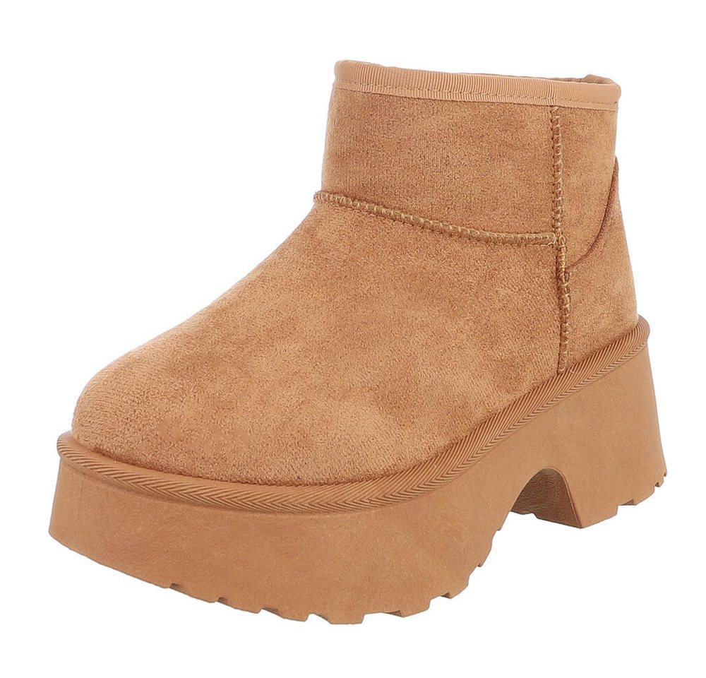 Ital-Design Plattform Ankle Boots für Damen – Stilvoll & Bequem Snowboots (90503041) Blockabsatz Stiefeletten in Camel Bild 4
