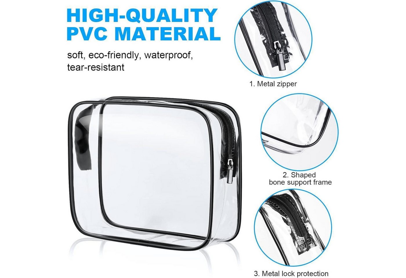 LuxusKollektion Kosmetiktasche Kulturtasche Transparent 4 Stück Kosmetiktasche PVC Reise-Waschtaschen