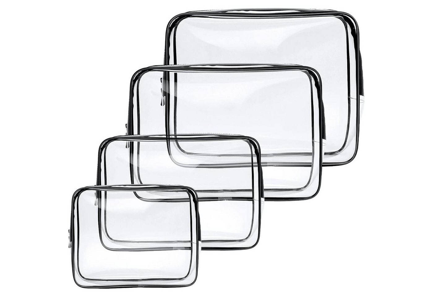 LuxusKollektion Kosmetiktasche Kulturtasche Transparent 4 Stück Kosmetiktasche PVC Reise-Waschtaschen Bild 3