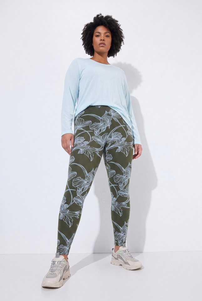 Ulla Popken Funktionshose Leggings Blüten Slim Elastikbund Bild 3