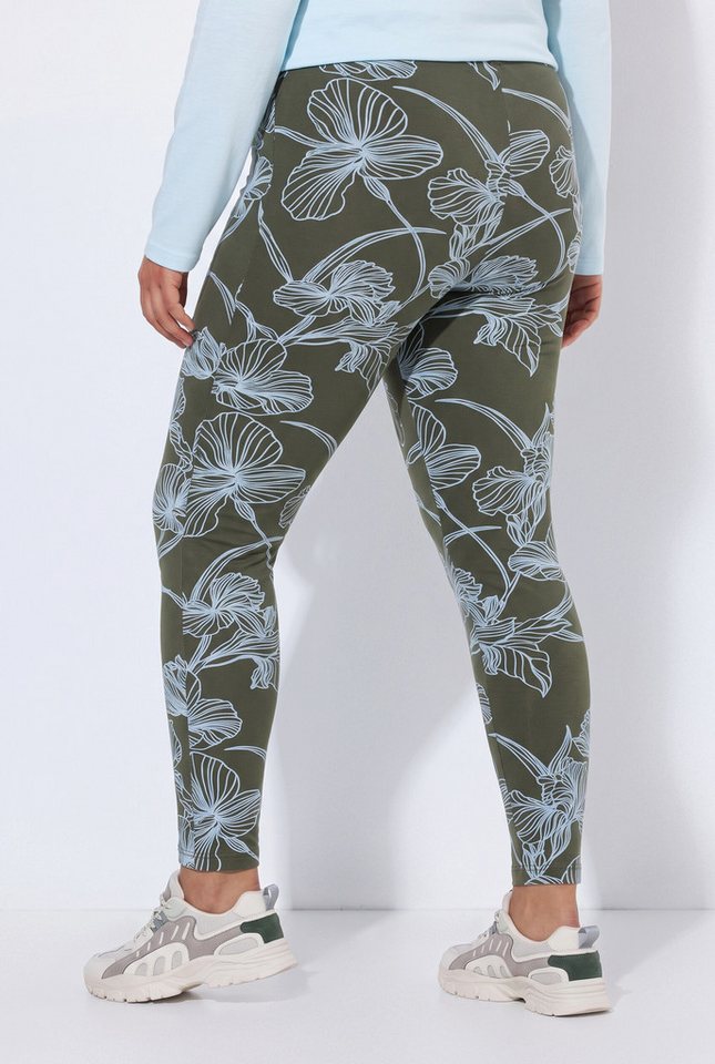 Ulla Popken Funktionshose Leggings Blüten Slim Elastikbund Bild 4