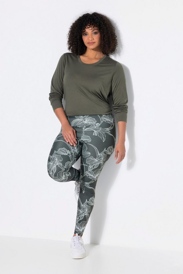 Ulla Popken Funktionshose Leggings Blüten Slim Elastikbund Bild 5