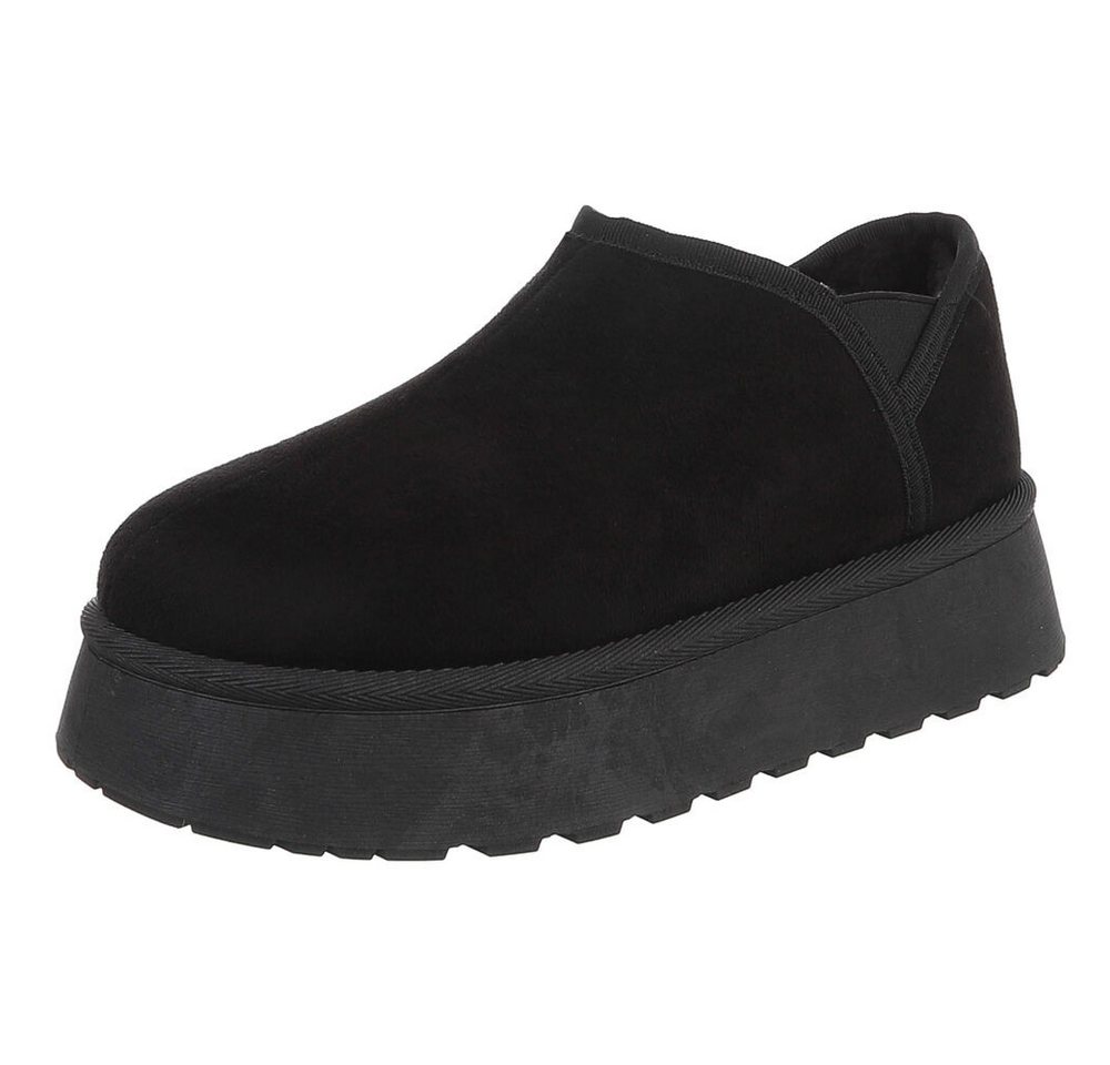 Ital-Design Damen Slip-on Plateau Schuh mit Profilsohle Snowboots (92214524) Flach Stiefeletten in Schwarz Bild 2