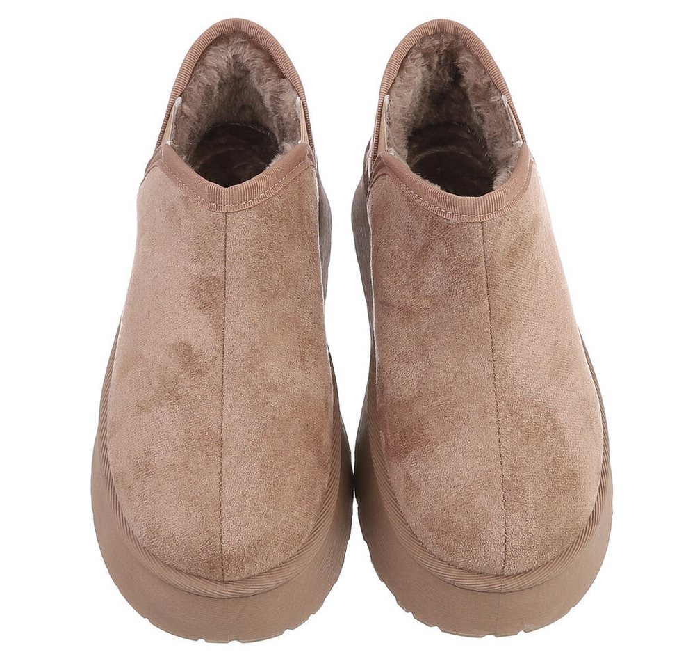 Ital-Design Damen Slip-on Plateau Schuh mit Profilsohle Snowboots (92214512) Flach Stiefeletten in Hellbraun Bild 2