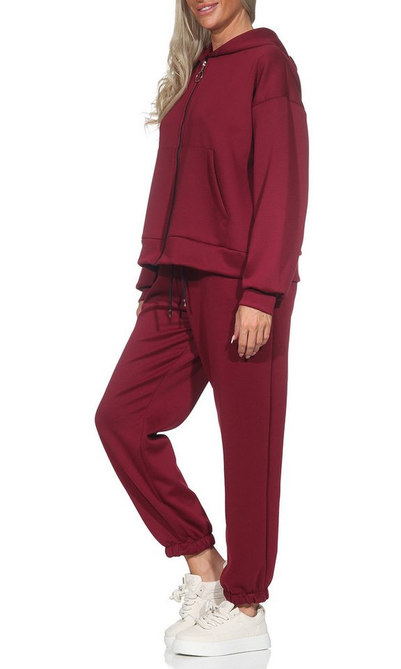 simaranda Jogginganzug Damen Jogginganzug 618 36-42 Weinrot
