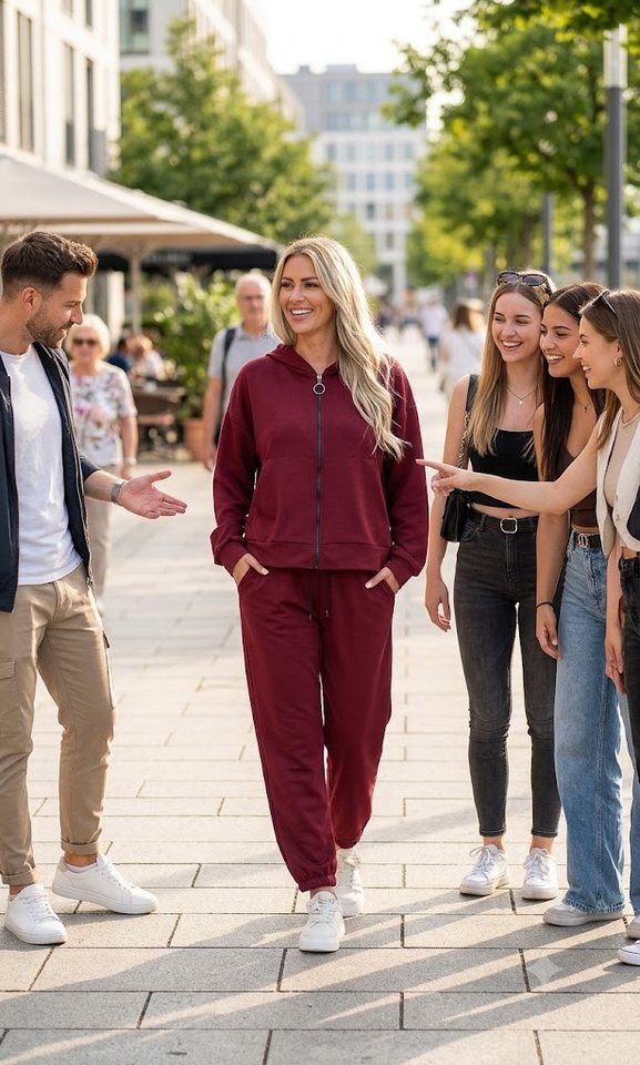 simaranda Jogginganzug Damen Jogginganzug 618 36-42 Weinrot Bild 2