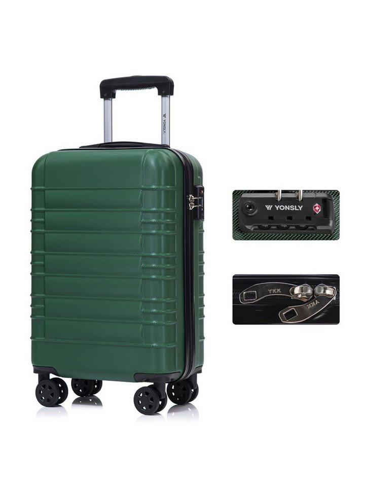 YONSLY Koffer Reisekoffer ABS-Hartschalenkoffer Trolley Kabinenkoffer Rollkoffer, 4 Rollen, mit TSA-Schloss, YKK-Reißverschluss, austauschbaren Rollen und Griffen Bild 5