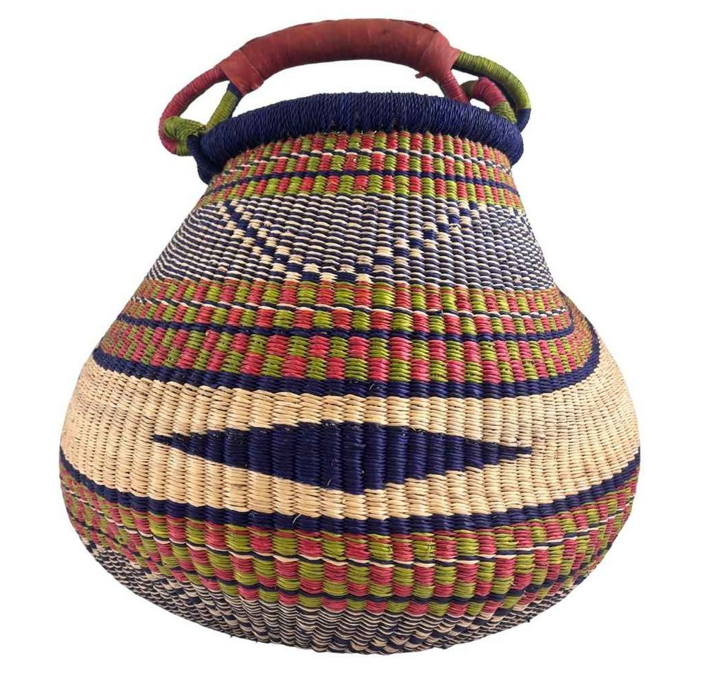 maishameanslife Einkaufskorb Bolga Gambigo - Bekwai - Rund, 35,00 l, Kunstvoll geflochtene Bolga Körbe – Charakterstücke voller Tradition Bild 3