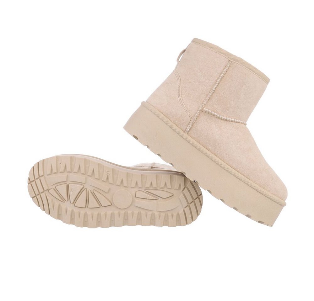 Ital-Design Bequemer Schaftschuh für Damen – stilvoll und warm Snowboots (84206807) Flach Plateaustiefeletten in Beige