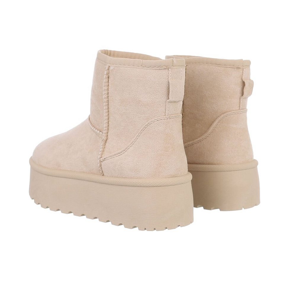 Ital-Design Bequemer Schaftschuh für Damen – stilvoll und warm Snowboots (84206807) Flach Plateaustiefeletten in Beige Bild 2