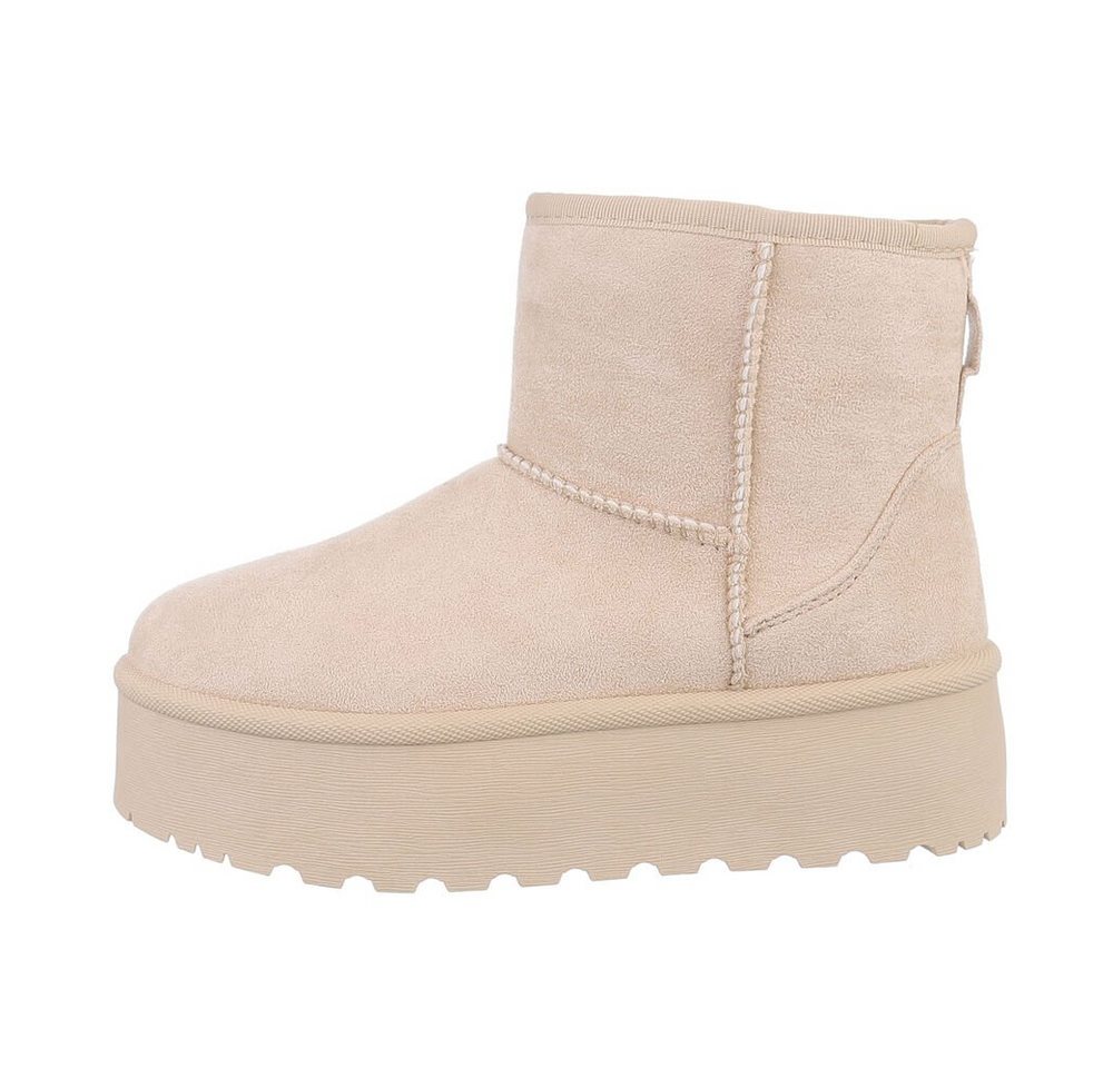 Ital-Design Bequemer Schaftschuh für Damen – stilvoll und warm Snowboots (84206807) Flach Plateaustiefeletten in Beige Bild 3