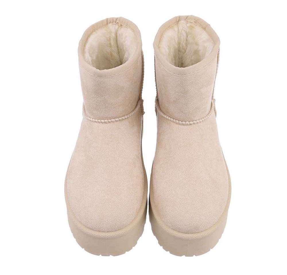 Ital-Design Bequemer Schaftschuh für Damen – stilvoll und warm Snowboots (84206807) Flach Plateaustiefeletten in Beige Bild 4