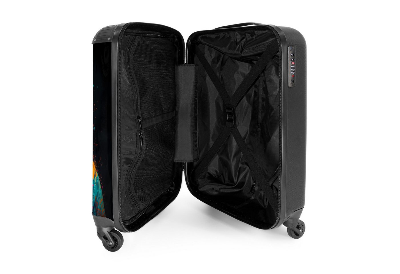 NoBoringSuitcases.com© Hartschalen-Trolley Schimpanse mit Hawaii-Bluse 55x35x20cm, Reisetasche mit Rollen, Koffer Handgepäck Flugzeug Bild 3