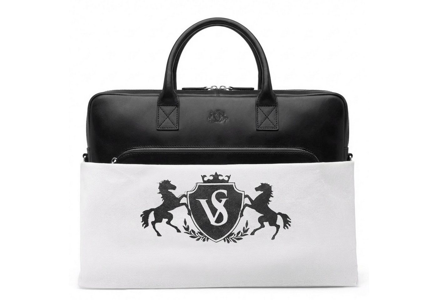 SID & VAIN Messenger Bag echt Leder Aktentasche groß 15 Zoll schwarz Umhängetasche Business, Laptoptasche 15 Zoll, Arbeitstasche Umhängetasche Herren schwarz