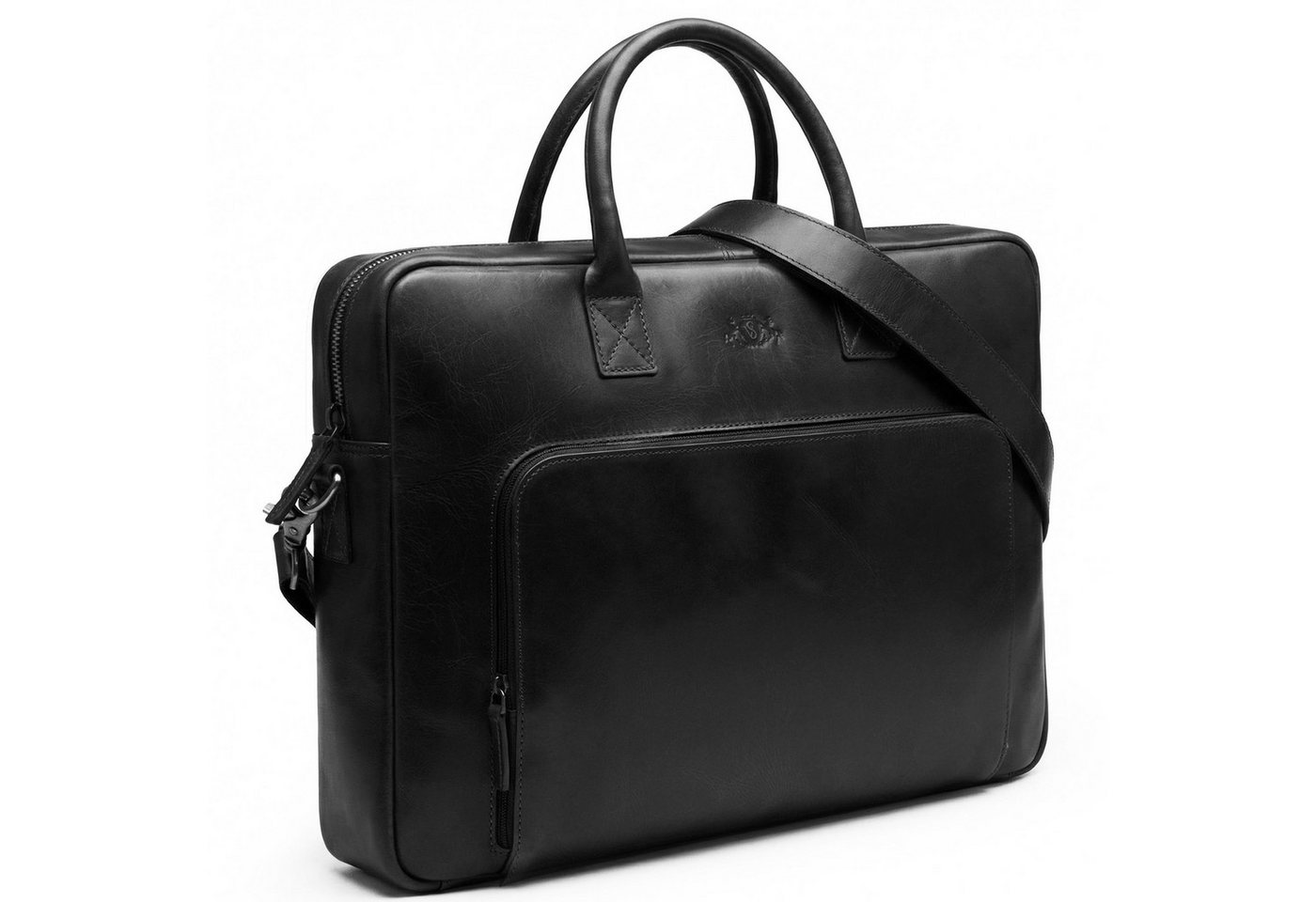 SID & VAIN Messenger Bag echt Leder Aktentasche groß 15 Zoll schwarz Umhängetasche Business, Laptoptasche 15 Zoll, Arbeitstasche Umhängetasche Herren schwarz Bild 5