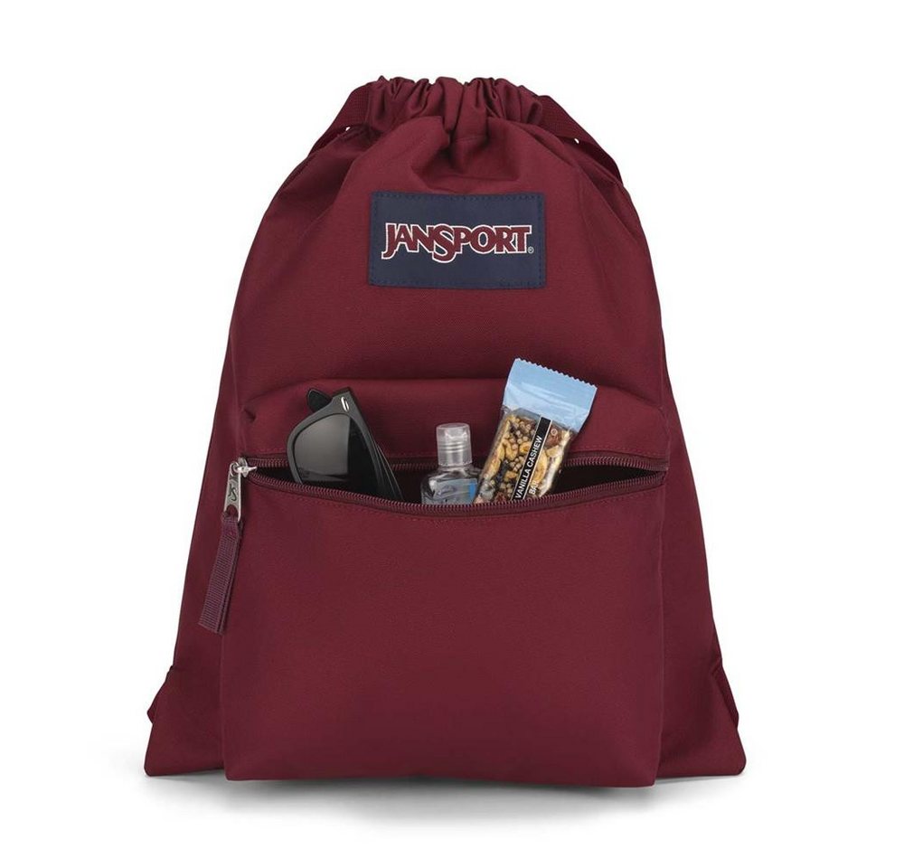 Jansport Turnbeutel Draw Sack Turnbeutel 14 L mit Frontfach, recycelt (Turnbeutel, 1 JanSport Draw Sack Turnbeutel mit Reißverschlussfach), Kordelzug, Frontfach, verstellbare Gurte, recyceltes 600D Bild 2
