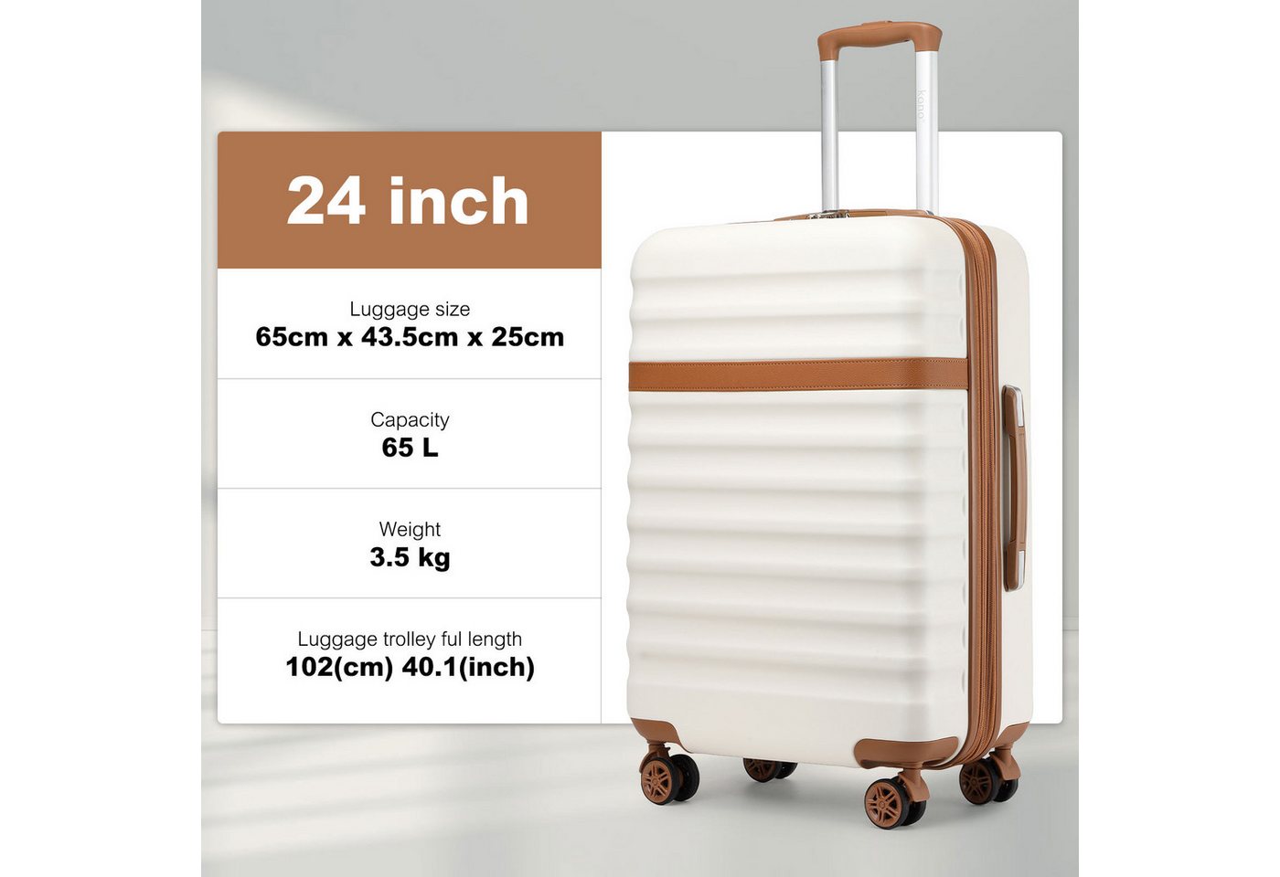 KONO Kofferset ABS+PC Hartschalen-Trolley (55/65/75 cm) + Laptop-Rucksack (41 cm), (2 tlg) Bild 4