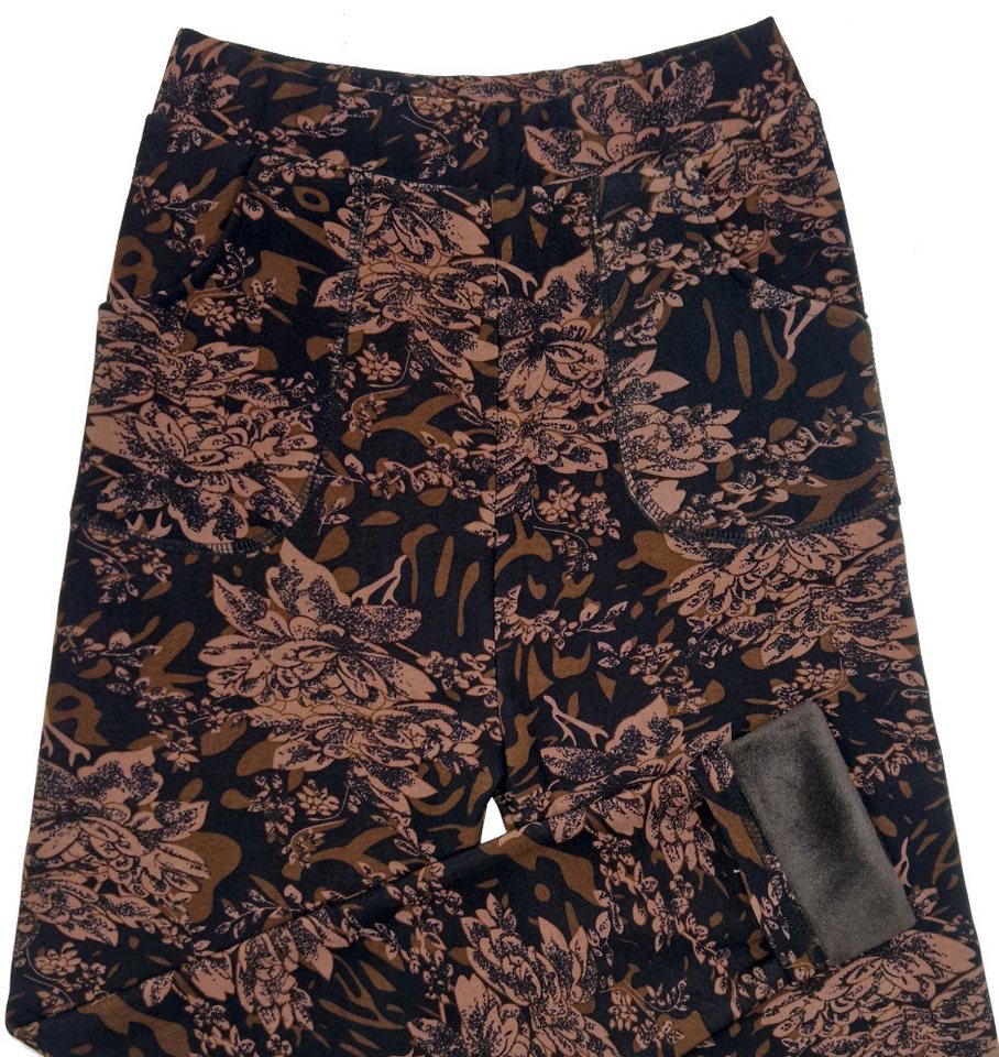 dy_mode Thermohose Damen Thermohose Blumen-Print Gefütterte Winterhose Thermoleggings Middel Waist, mit Innenfutter, mit elastischem Bund Bild 2