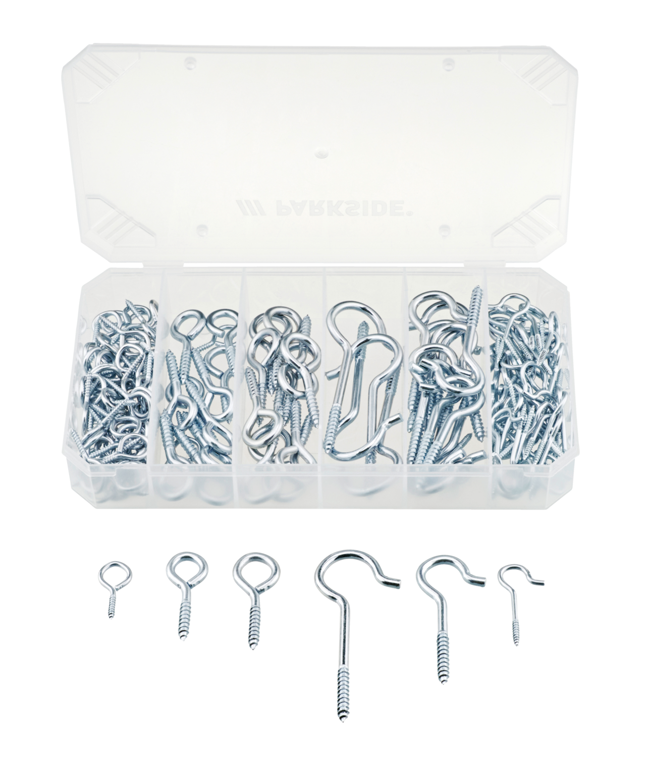 PARKSIDE® Haken-und-Ösen- / Blindnieten- / Dichtungsring- / Schlauchklemmen- / Flügelkopf-Schlauchklemmen-Sortiment (Haken- und Ösen)