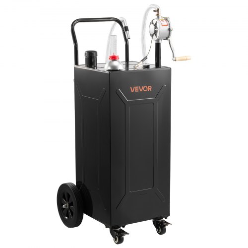 VEVOR 132,5L Kraftstofftrolley Mobile Tankanlage mit Handpumpe Schwarz, Tragbarer Kraftstofftank für Auto Rasenmäher Boot ATV, Mit 4 Rollen & Ölstandsanzeige, Für Benzin & Diesel, Kohlenstoffstahl