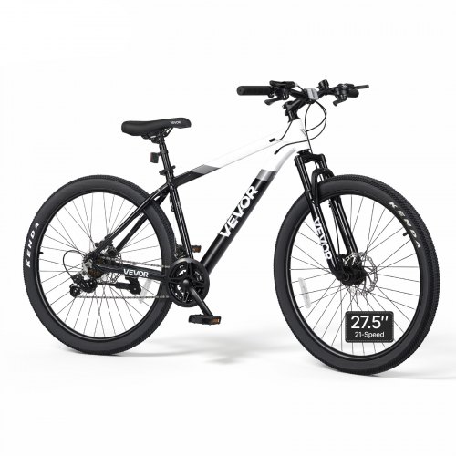 VEVOR Mountainbike für Damen und Herren 27,5 Zoll Fahrrad 21-Gang Ideal für Erwachsene, Rahmen aus Aluminiumlegierung, mit Federgabel, 120 kg Tragkraft, Klingel, Reflektoren & Lampenhalterung