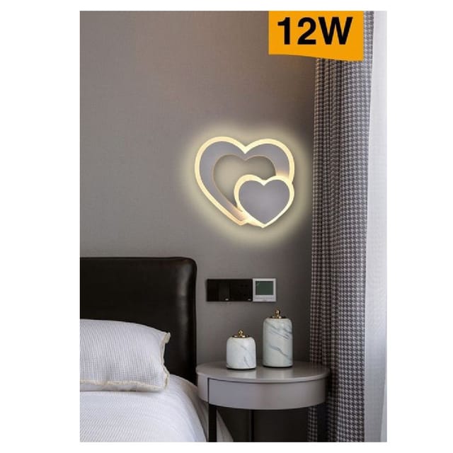 Trade Shop - Interne Led-wandleuchte Modern Double Heart 12 W Licht 3000k 4000k 6500k E83-b -