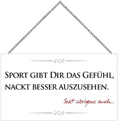 Schild Mit Spruch Sport & Sekt, 23 X 13 Cm Mit Kette Deko-accessoires