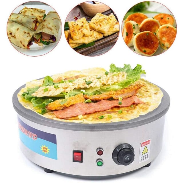 Elektro Kreppmaschine Crepesgerät Crepesplatte Maschine Backen Pfannkuchen Kochplatte Maschine 2800w 50-300℃