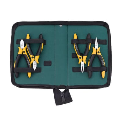 Zangen Set Professional Esd (33507), 4 Tlg., 2xseitenschneider/ 1xschrägvornschneider/ 1xflach Rundzange, Zangensatz Für Elektronische Und Empfindliche Bauteile, Zangen Sortiment Mit Tasche - Wiha