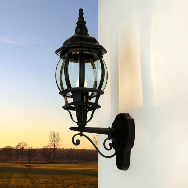 Rustikale Außenwandlampe Brest Schwarz Wetterfest