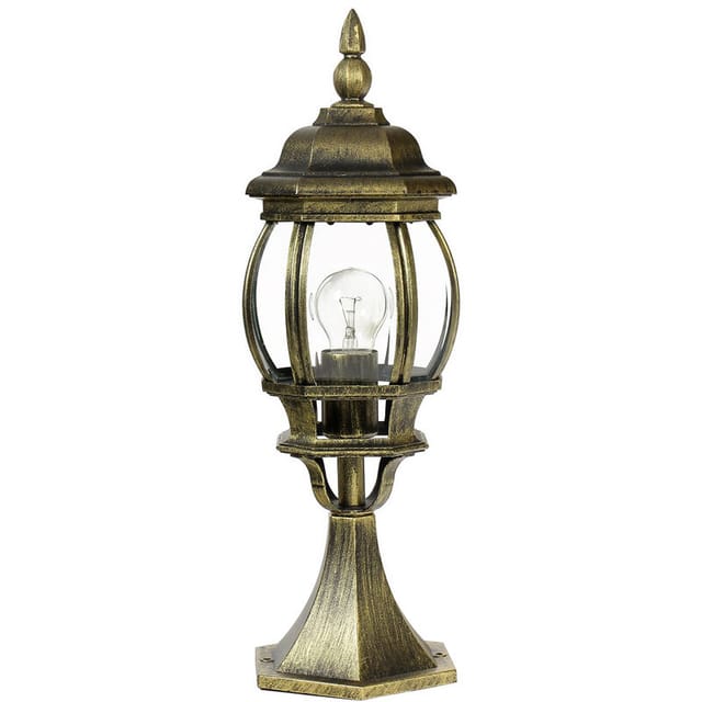 Licht-erlebnisse - Kleine Sockel Steh Lampe Für Außen In Gold-antik H:50,5cm