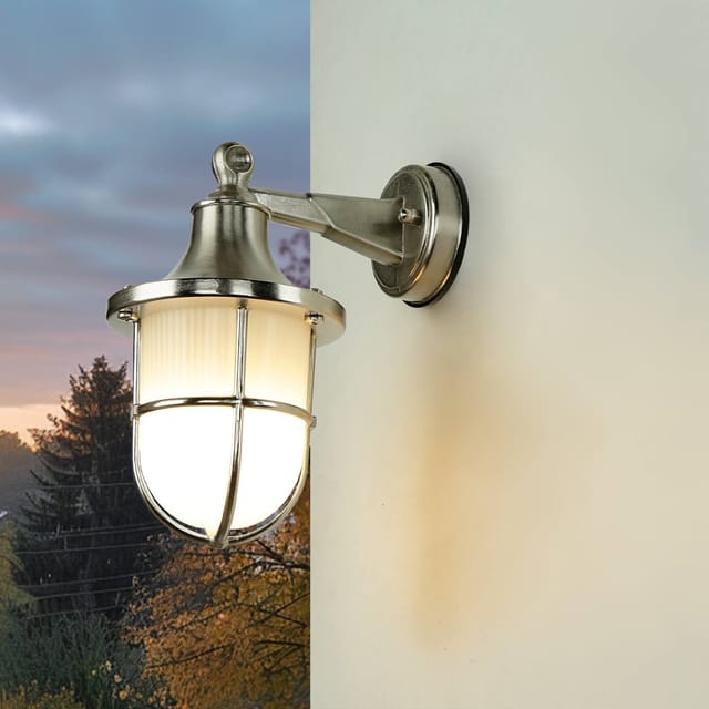 Licht-erlebnisse - Wandlampe Echt-messing Ip64 Außen Wetterfest In Nickel