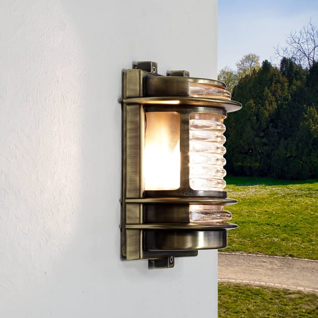 Außenwandlampe Aus Messing Antik Halbrund Gracia
