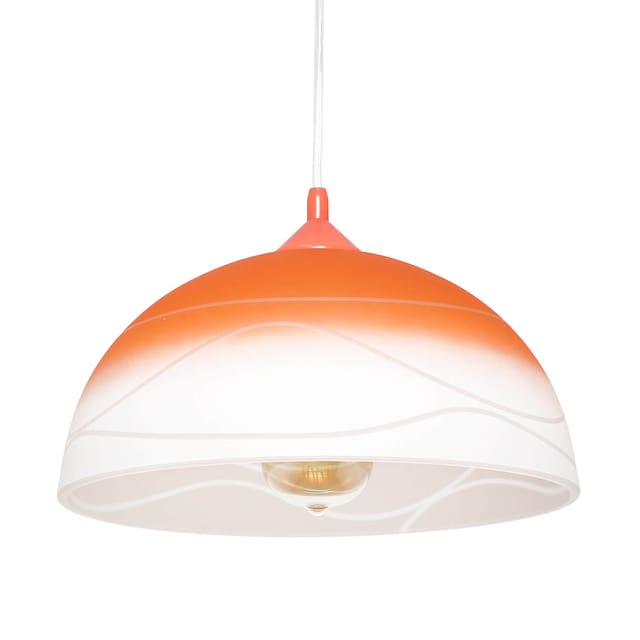Retro Pendelleuchte Küche Esstisch Weiß Orange Glas 30 Cm Rund
