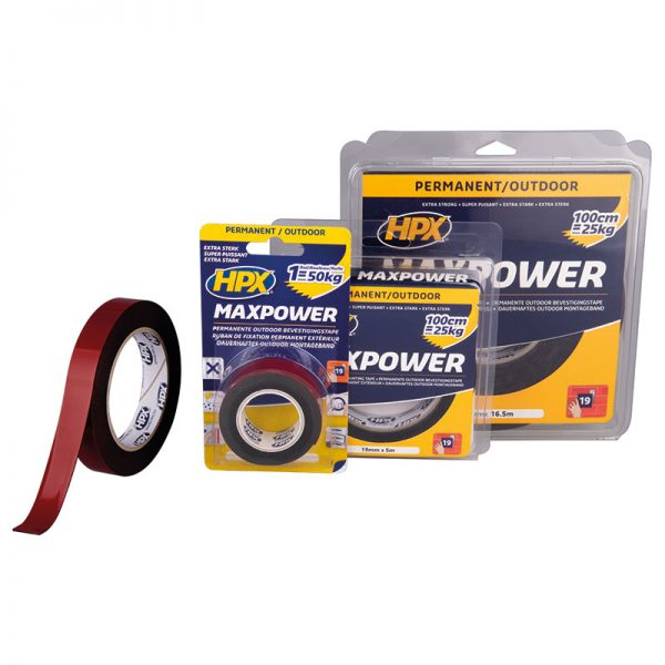 Hpx Max Power Doppelseitiges Klebeband Für Den Außenbereich, 19 Mm X 16,5 M, Wasserdicht