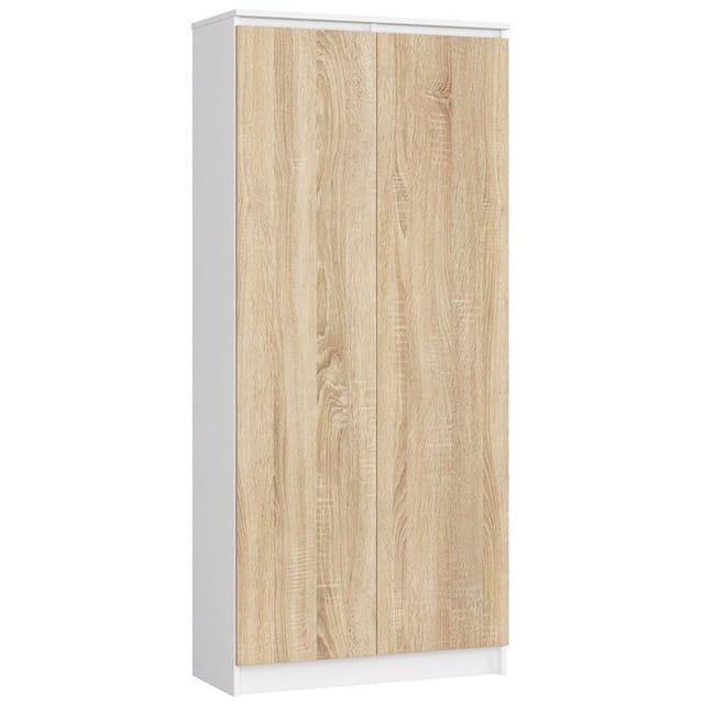 Büroregal Akord R80 Büroschrank Aktenschrank Weiß 80 Cm 2 Türen 8 Ebenen Front Sonoma-eiche B80 X H180 X T35 Cm