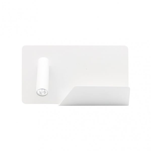 Fabrilamp - Wandleuchte 3w 4000k Miguel Angel Links White W/usb Und Ablage 150lm 16x28x12 Cm Verstellbar