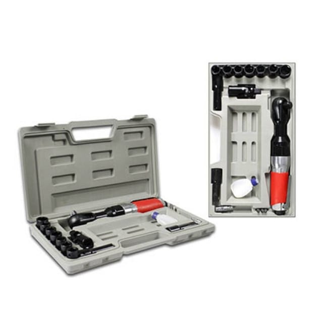 Trade Shop Traesio - Trade Shop - Cricchetto Di Aria Compressa Key Reversible Mit 15 Accessoren In Valigetta -