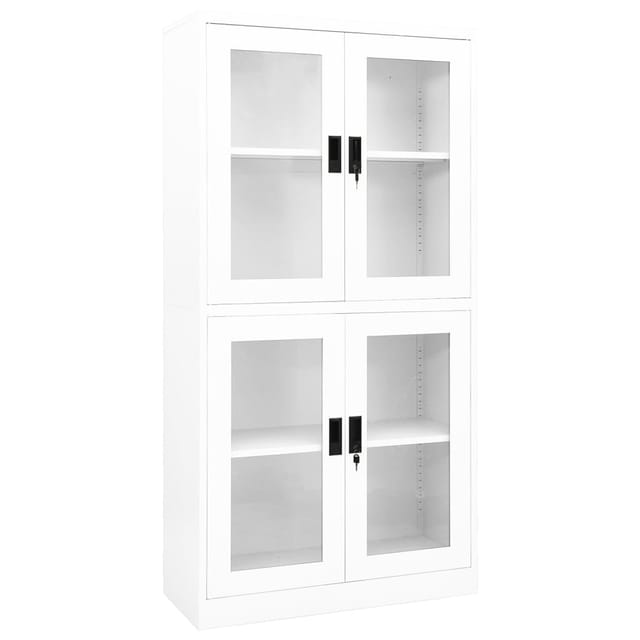 Büroschrank Weiß 90x40x180 Cm Stahl Und Hartglas Vidaxl