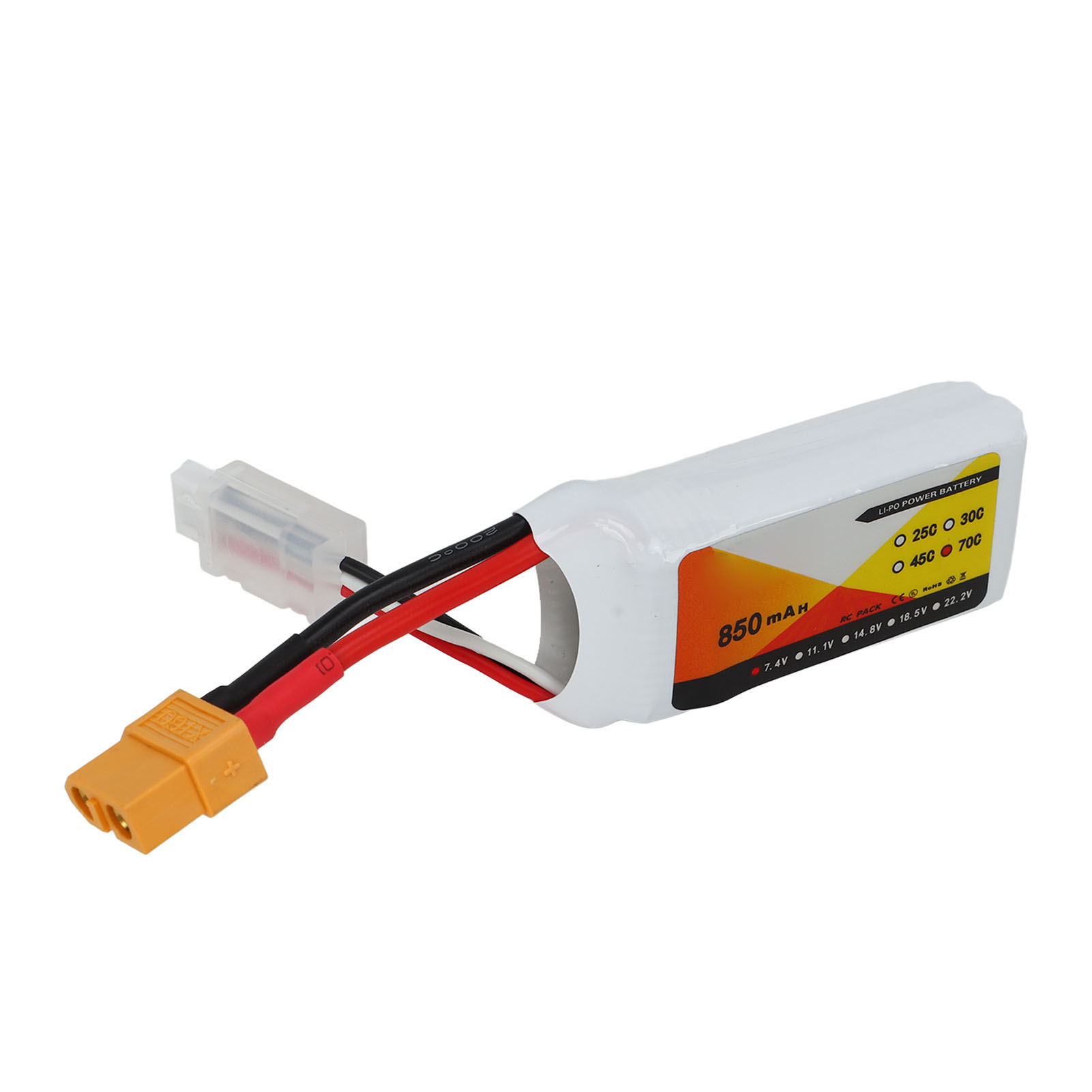 7,4 V 850 Mah 70c 2s Lipo-akku Mit Xt60-anschluss Für Qav250 Drohne Und Rc-rennwagen