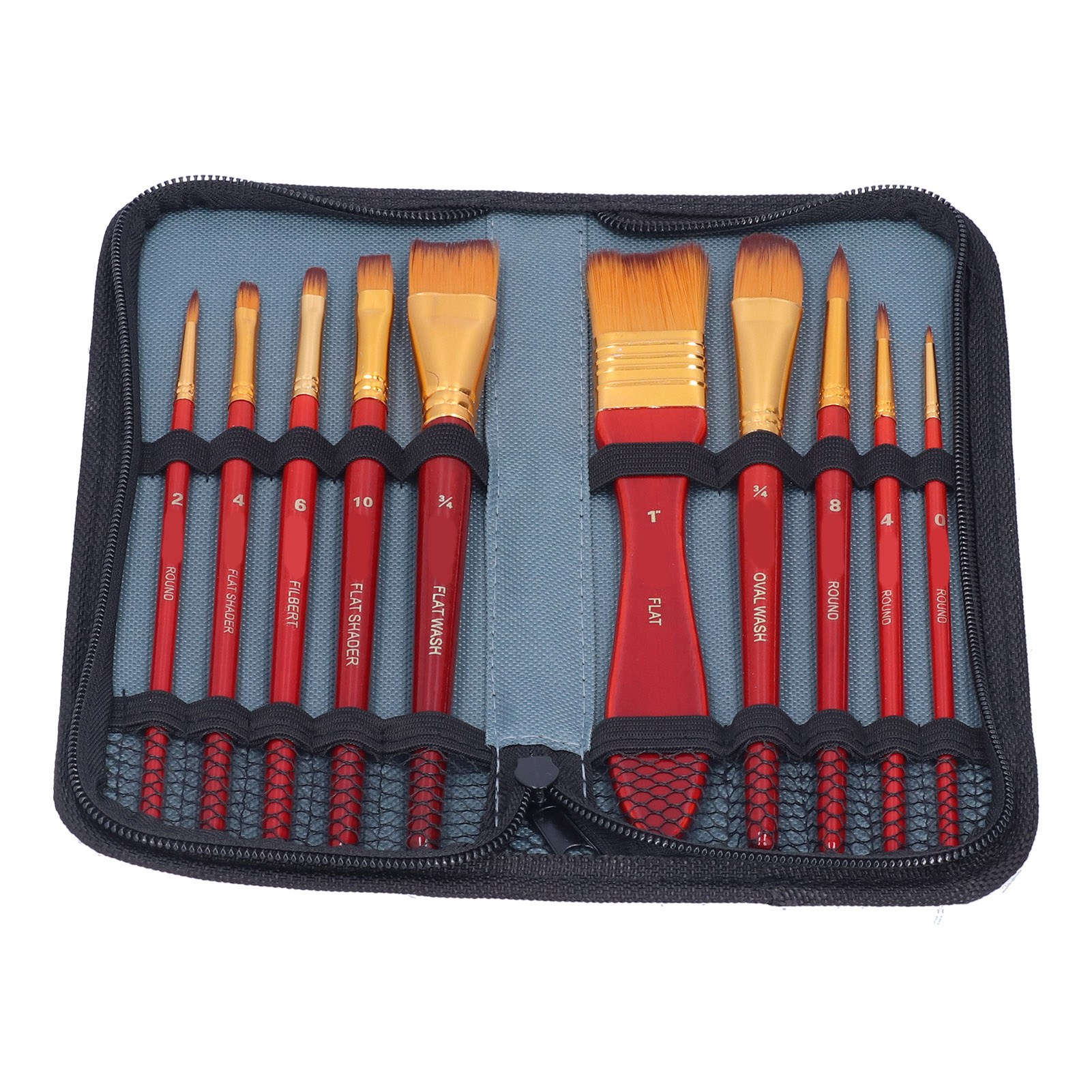 11 Importierte Nylonpinsel Für Acrylmalerei – Wasseraufnahme, Gleichmäßiger Strich – 11-teiliges Set (rot)